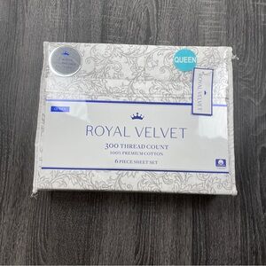 Royal Velvet 6-piece Floral White Gray Premium Cotton  Queen Size Bedding Sheets
